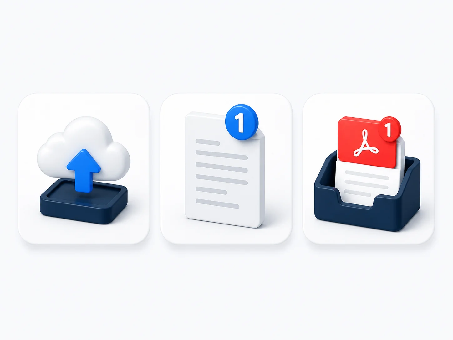 Upload, place and download steps for adding page numbers to a PDF