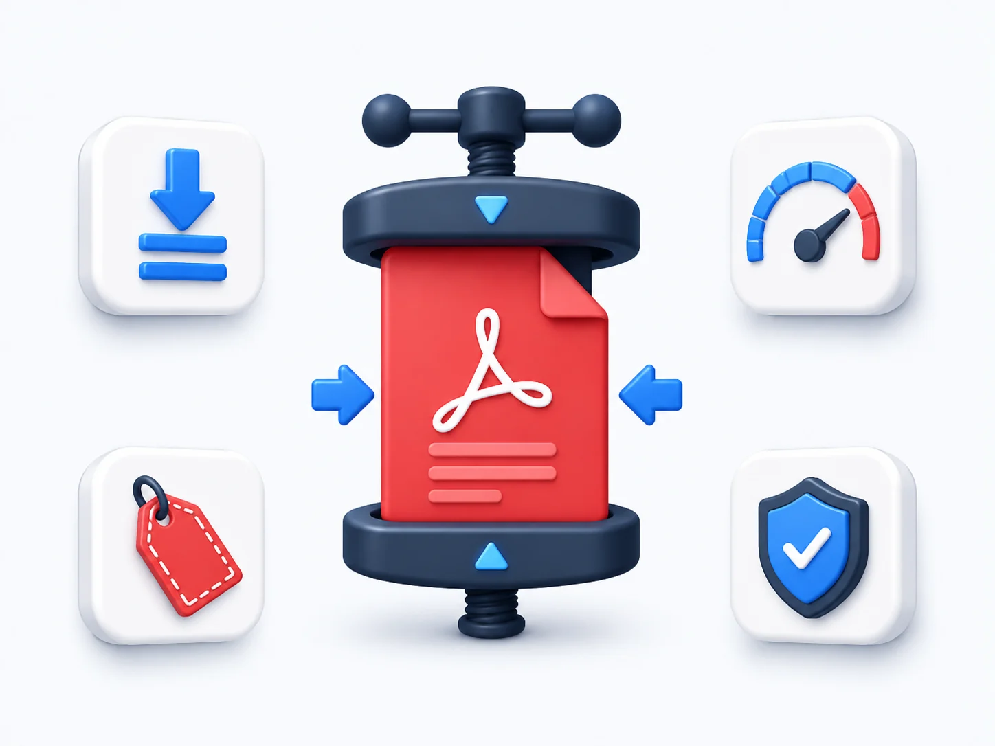 Free online PDF compressor feature cards for reducing PDF file size