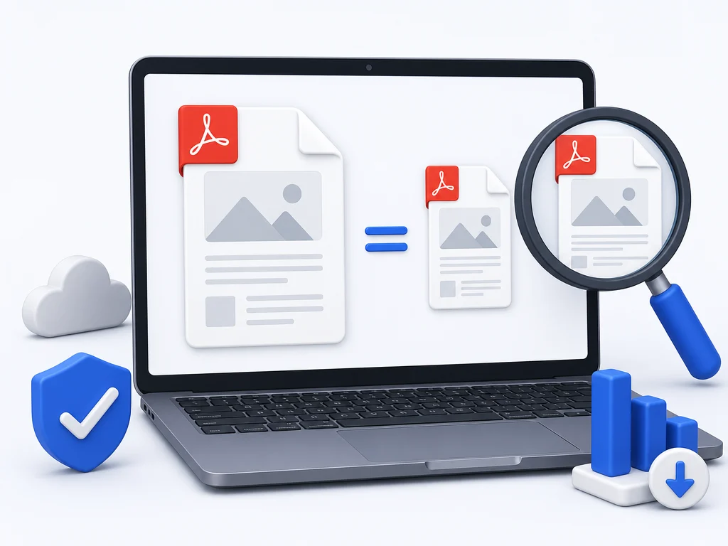 Before and after comparison of a PDF file size reduced without losing quality