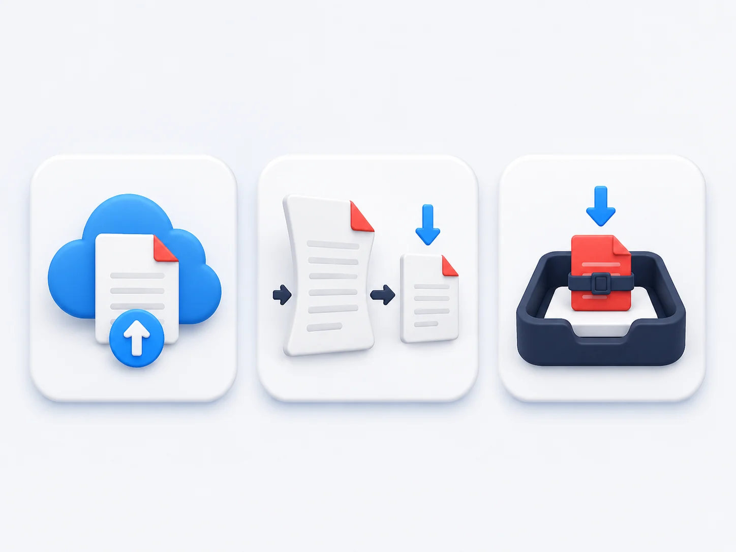 Upload compress and download steps for reducing PDF file size online