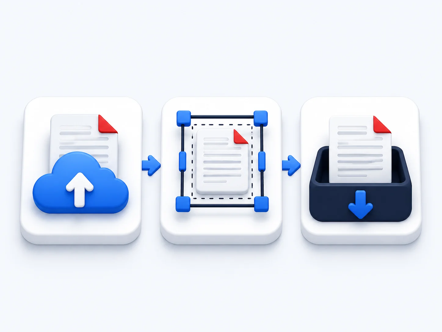 Upload crop and download steps for cropping a PDF online
