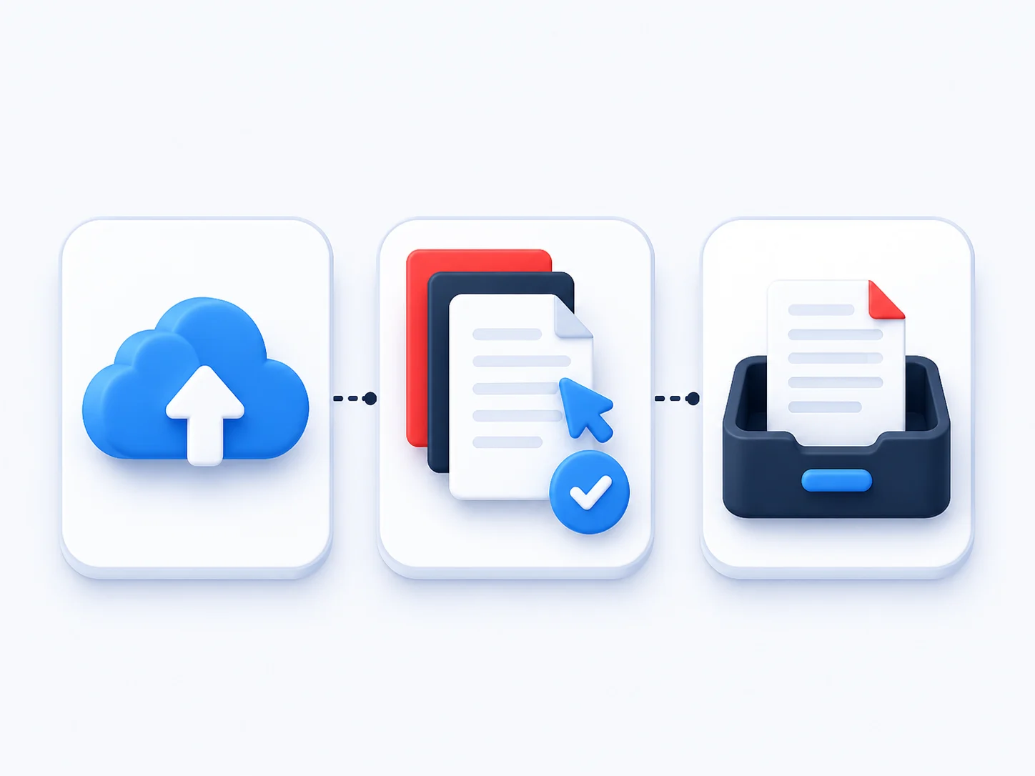 Upload select and download steps for extracting pages from a PDF