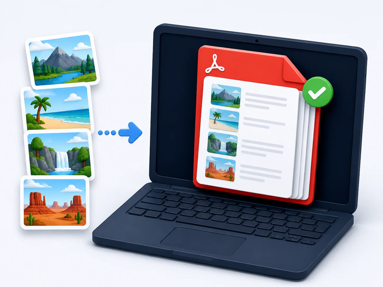 Several JPG images combined into one PDF document