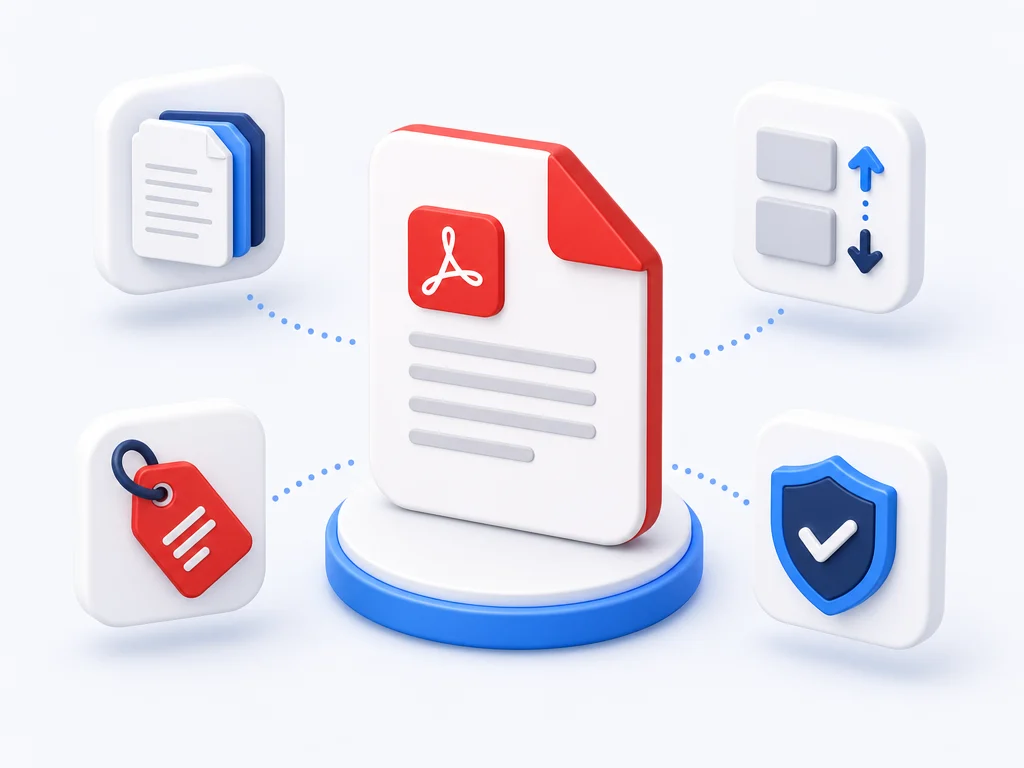 Free online PDF merge tool feature cards for combining PDF files into one