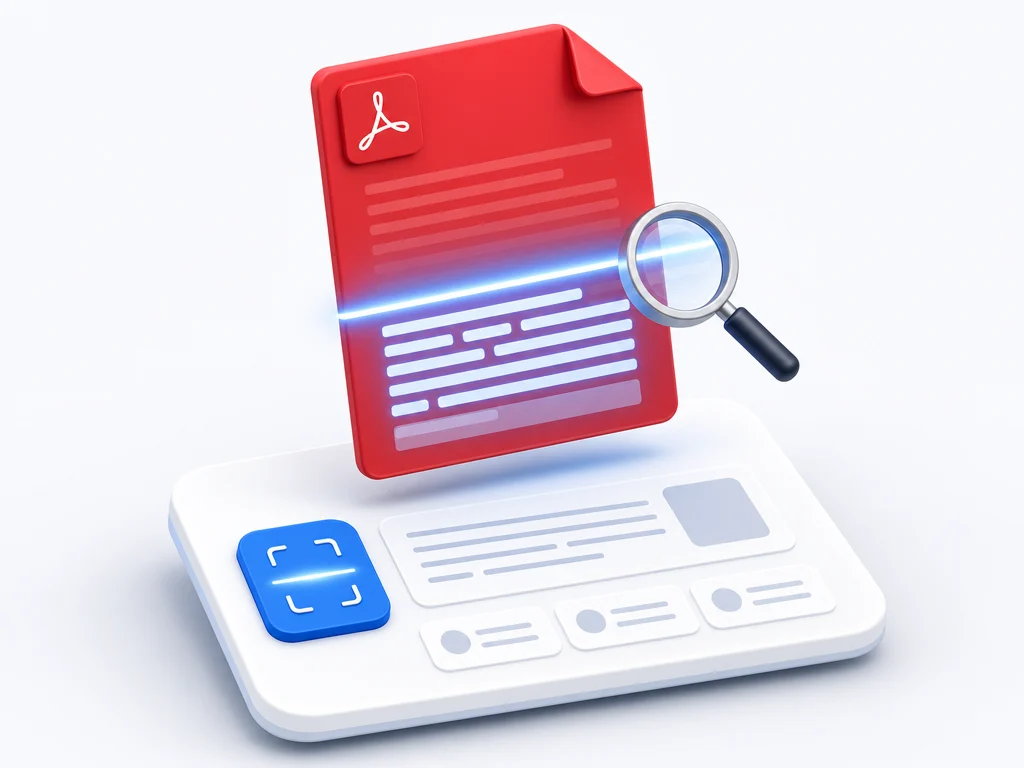 Online PDF OCR tool turning a scanned PDF into searchable selectable text