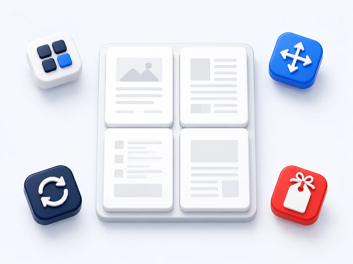 Feature cards for a free online PDF organizer that reorders PDF pages