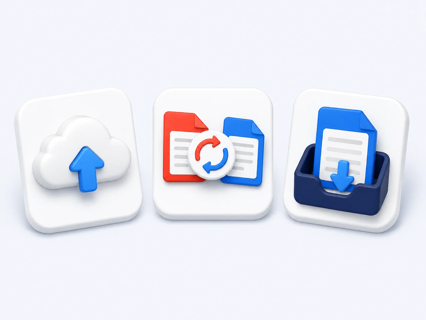 Upload convert and download steps for converting PDF to Word