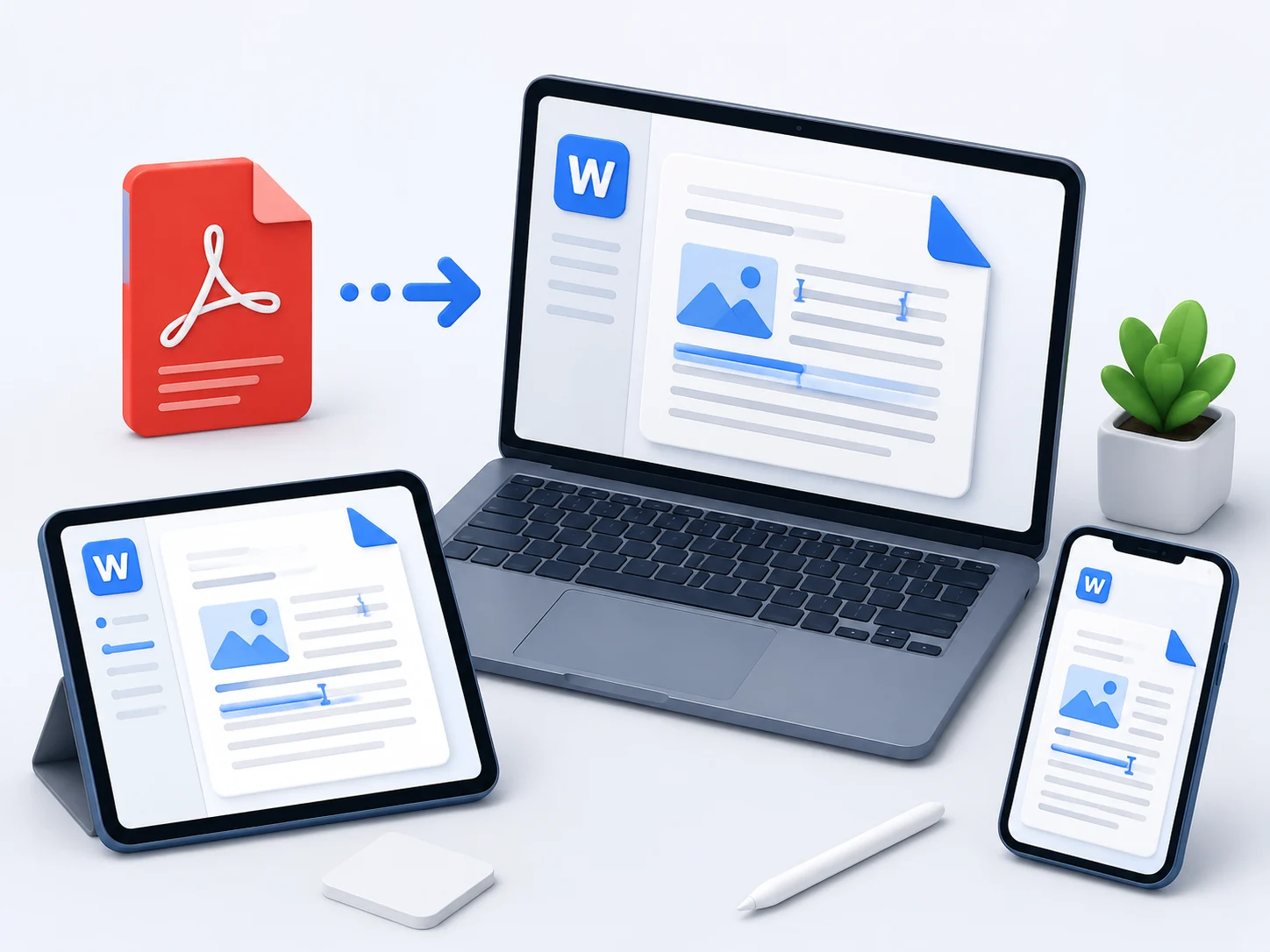 Students business legal and resume workflows using PDF to Word conversion