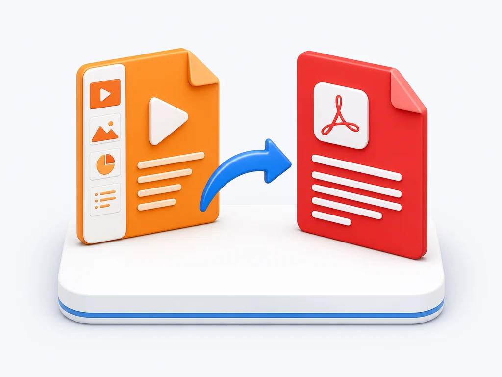 Online PPT to PDF converter turning a PowerPoint presentation into a PDF