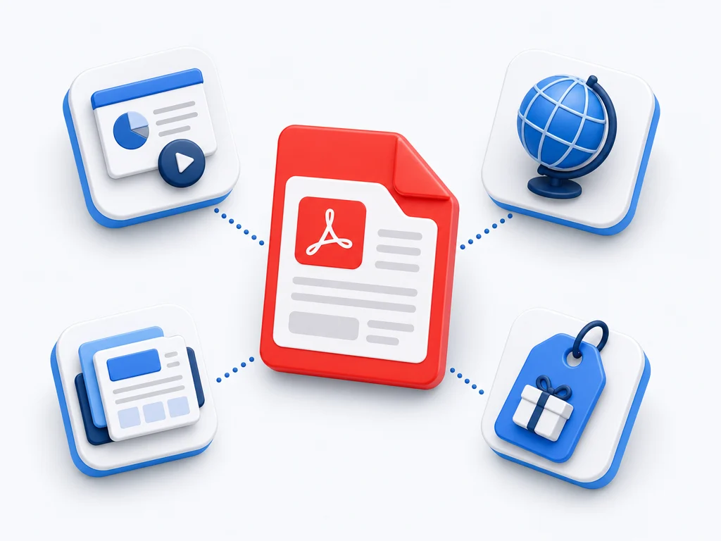 Free online PPT to PDF converter feature cards for PowerPoint to PDF conversion