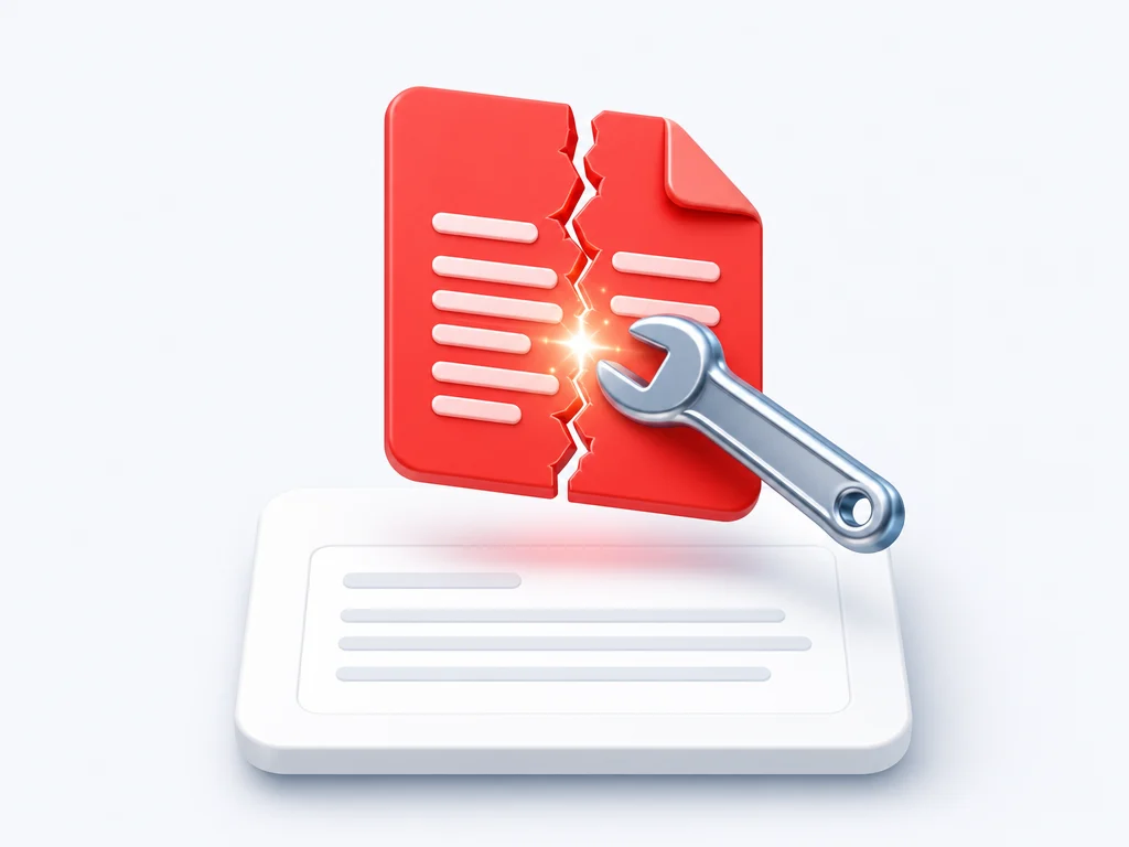 Online PDF repair tool recovering a corrupted PDF file into a readable document