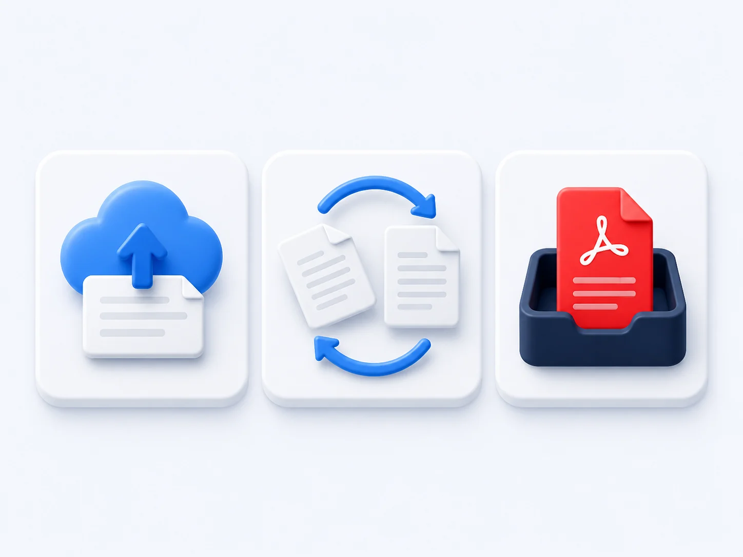 Upload, rotate and download steps for rotating a PDF