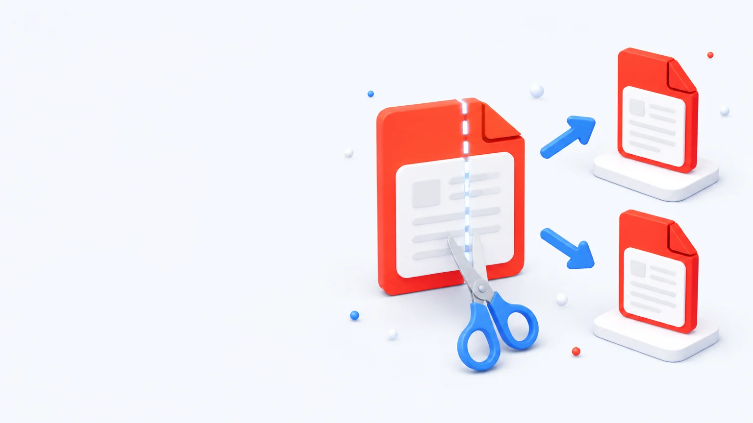 Split PDF pages online for free by dropping a document into the splitter
