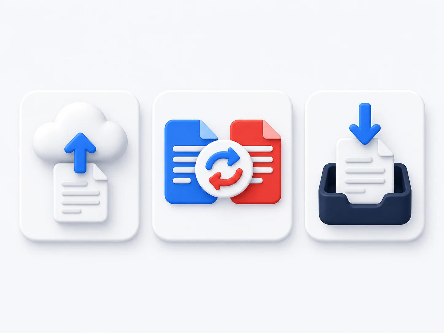 Upload convert and download steps for converting Word to PDF